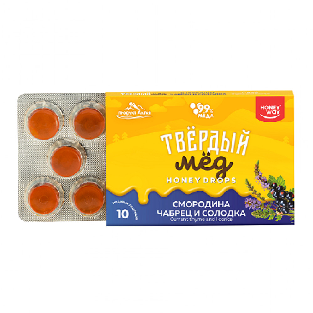 Карамель медовая Твердый мед смородина,чабрец,солодка