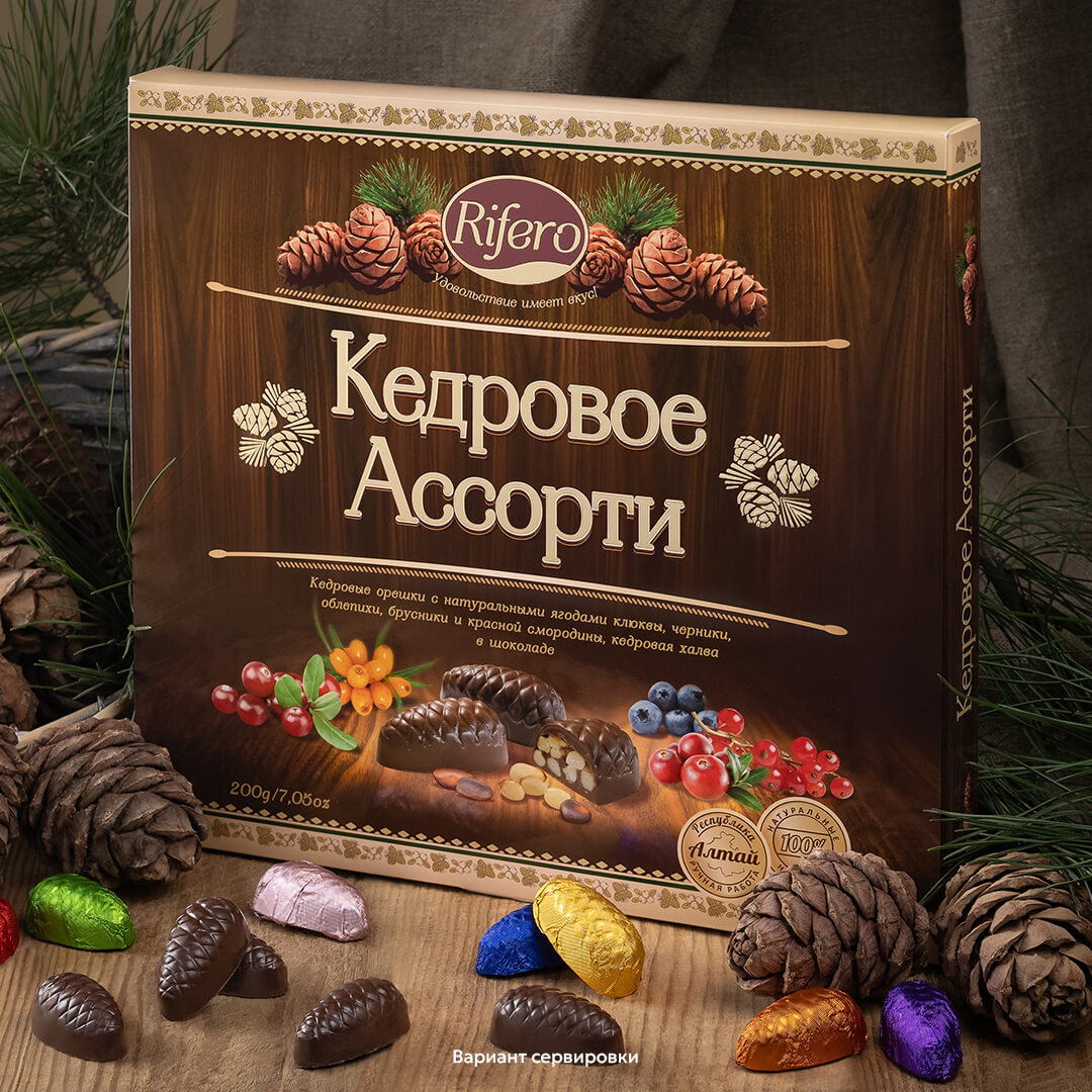 Конфеты шоколадные Кедровое ассорти 200г.